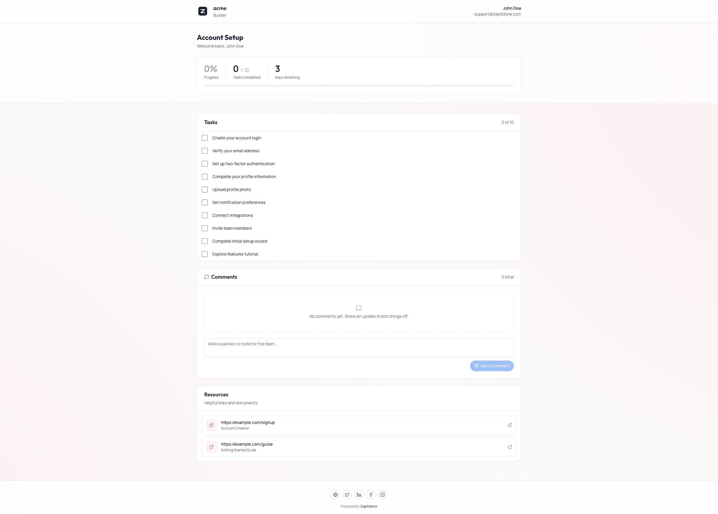 Client portal and status tracking